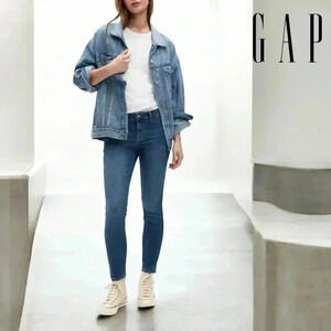 NWOT, GAP, Mid Rise Favorite Ankle Jeggings, Size 30, Dark Indigo Blue